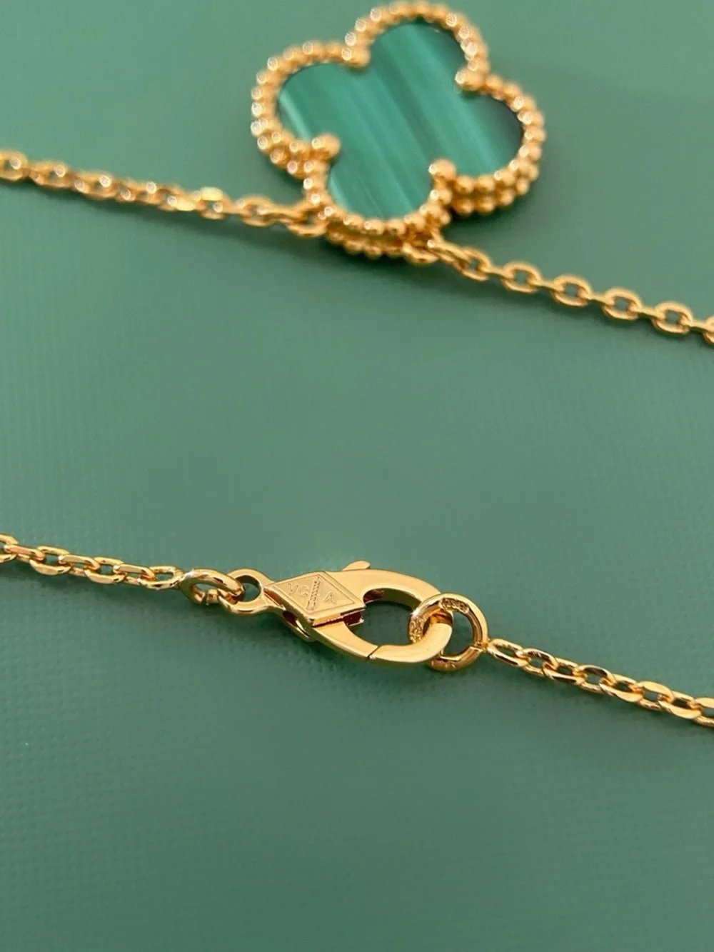 Van Cleef & Arpels Gold Clover Necklace with Turquoise Inlay